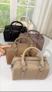 8043# Irene Novy Casual Leather Messenger Bag Versatile Boston Handbag Niche High-End Shoulder Bag