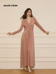 French Style High-end Waist-Cinching Pleated Dress