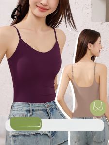 Miiow | Ice Silk Strapless Vest Womens Summer Seamless Anti-Light Backless Top Pad Bra Prevent Nipple Exposure Sleeveless Shirt