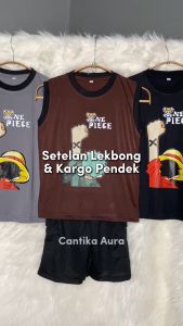 Setelan Kaos lekbong singlet dan kargo anak laki laki one piece | set cowok usia 1-14 tahun