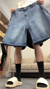 Shorts For Men High Quality Baggy Jeans Denim Pants For Men Retro Blue Light Blue