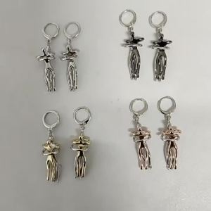 New Design Alloy Body Art Long Pendant Women Hoop Earrings Trendy European and American Earrings Female Party Jewelry