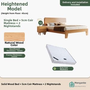Elevated Solid Wood Bed Modern Simple Style