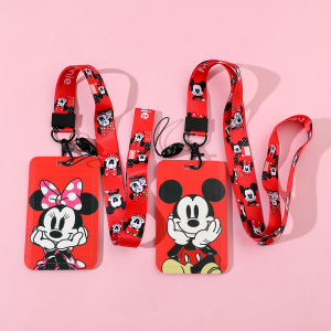 Disney Mickey Mouse ID Card Case Neck Strap Womens Business Employee Case Badge Holder Student Lanyard Name Card Cover