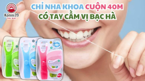 CHỈ NHA KHOA CUỘN 40M CÓ TAY CẦM VỊ BẠC HÀ - MÀU GIAO NGẪU NHIÊN