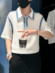 Áo Thun Nam Tay Ngắn Khóa Kéo Thời Trang Mùa Hè 2025 Áo Thun Nam Dáng Rộng Cổ Polo Màu Trơn Hợp Thời Trang