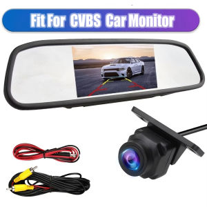4.3inch HD Mirror Monitor Backup Camera Kit Night Vision Rear View Parking License Plate System Easy Installation