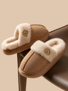 Thick Bottom Cotton Slippers Womens Outdoor Wear Winter Indoor Home Warm Plush Cotton Slippers Mens Winter Home Shoes