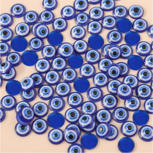 100pcs 9mm Evil Eyes Charms Beads Flat back Dark Blue Eye Beads Resin Glasses Beads for Jewelry Making Bracelet Necklace