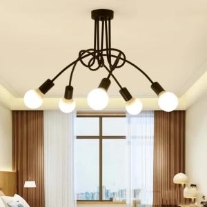 JOYINLED 3/5 Heads Ceiling Light Wrought Iron LED Ceiling Light Black White E27 Living Room Modern Home Decor Lighting Fixture