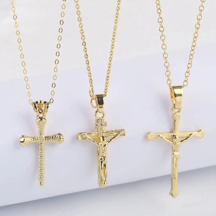 Christian Jesus Cross Necklace For Women Men Copper Chains Choker ...