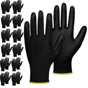 5 Pairs Coating Nylon PU Gloves Durable Gloves Elastic Full Palm Coating Woodworking Automotive Repair Supplies Lock Edge Colour
