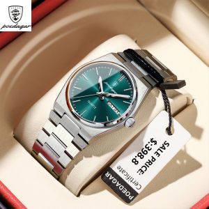 Poedagar Đồng hồ quartz cho nữ không thấm nước dạ quang ngày tuần Đồng hồ nữ thép không gỉ giản dị thanh lịch của phụ nữ Đồng hồ