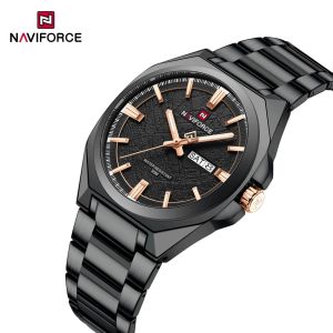 NAVIFORCE Fashionale Mens Wristwatch 3ATM Waterproof Luminous Pointer Display Stainless Steel Band Luxury Business Watch Gifts