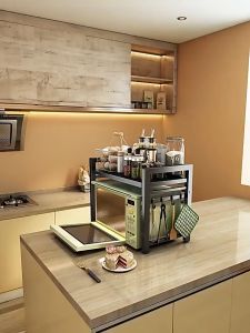 Microwave Rack Oven Rack Expandable and Height Adjustable Strong Load Bearing Kitchen Rack