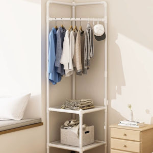 1PC Simple Coat Rack In Corner Floor-To-Ceiling Bed Rack In Bedroom Corner Storage Rack Hanging Clothes Rack
