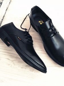 Business Casual Mens Shoes Breathable Hollow out Design Leather Sandals Black Lace-Up Office Wear Summer New Arrival