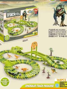 Childrens Electric Dinosaur Track Building Blocks Panshan Road Car Adventure Assembly Roller Coaster Tunnel Racing Toy