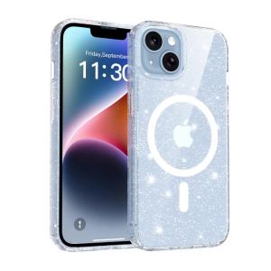 Clear Glitter Bling Sparkly Case For Magsafe iPhone 17E 16E 17 E Air 16 Pro Max 15 Plus 14 13 15Plus 14Plus Mag Safe Phone Cover