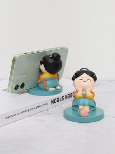 Cute Cartoon Style Mobile Phone Stand Small Decoration Home Decor Resin Material Non-magnetic Charging Universal Desktop Healing Gift