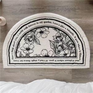 VIKAMA Oval Vintage Floral Fluffy Soft Bath Mat Non Slip Water Absorbent Doormat Bedroom Bathroom Floor Decor Rug