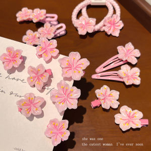 กิ๊บติดผมดอกซากุระสีชมพูหวานสำหรับเด็กผู้หญิง กิ๊บติดผมด้านข้าง ริบบิ้นผม ตกแต่งผม เครื่องประดับแฟชั่นสำหรับเด็ก