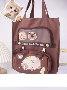 Túi tote Kapibala túi đựng đồ hoạt hình dung tích lớn bền chắc.