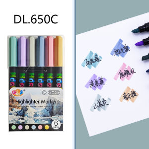 6Pcs Pastel Highlighter Set Chisel Tip Assorted Fluorescent Quick Dry Student & Teacher Supplies School Kawaii Highlighter Pen