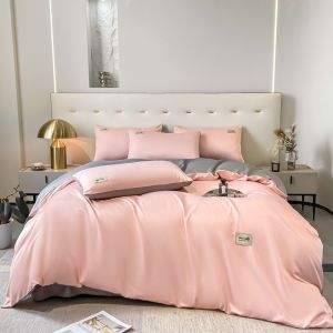 Solid Color Washed Four-Piece Bedding Set