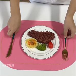 Oval /43x30 Cm Alas Piring Kulit Tahan Air Bentuk/Tatakan Piring Kulit Tahan Air Alas Piring