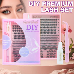 285 Clusters DIY Eyelash Extension Kit 5 Mixed Styles with GLUE Tweezer Soft Curling Long-Lasting False Lashes for Cosplay Daily