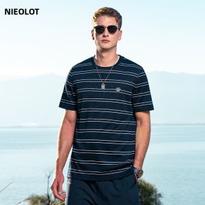 Enjeolon | American Vintage Striped T-shirt Men Casual