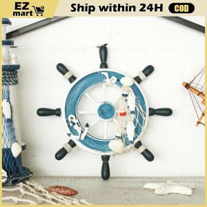 Nautical Anchor Door Wall Hanging Ship Starfish Decor Hat Hook Decoration Rudder Anchor Steering Ship Decor Hanging Vivid Festival Ornament Smooth Exquisite Bedroom Room Home