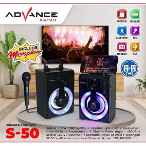 Speaker Bluetooth S50 4 Inch + Microphone Wired Karaoke