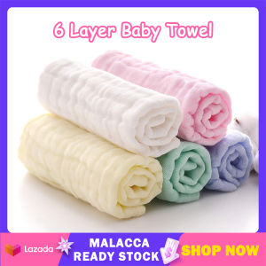 6 Layer Baby Face Towel 25x25cm Newborn Handkerchief Baby Bath Cotton Towels Water Absorbent Square Solid Soft Bathroom Towels