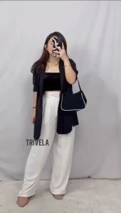 NOURA - Celana Panjang Wanita Cringkle Airflow Anti Ngatung / Hailey Pants / Celana Panjang Kulot Crinkle Highwaist Wanita Loose Cullotes Pants / SJJ