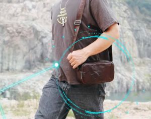 BULLCAPTAIN Leather Big Logo Single Shoulder Messenger Bag Mens Leisure Travel Double-layer Storage Office Bag