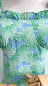 TW22488 เดรส สายเดี่ยวผูกไหล่ ต่อระบายหางปลา