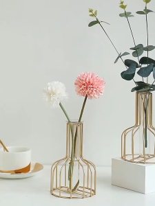 - Lọ Hoa Phong Cách Bắc Âu - Bình Hoa Decor Nội Thất Hiện Đại- Lọ Hoa Khung Sắt Kèm Ống Thủy Tinh Trang Nhã
