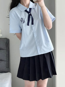 ชุดกีฬาลำลองสไตล์วิทยาลัยไทย ชุดสองชิ้นสำหรับผู้หญิงในฤดูร้อน ชุดนักเรียน JK เสื้อยืดลายจุดกระโปรงจีบ ชุดสองชิ้น