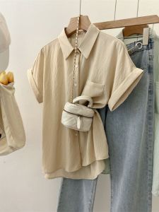 Korean Style Short Sleeve Pink Chiffon Shirt Womens Summer New Ultra Fairy Atmosphere Thin Shirt Professional Shoulder Level Top