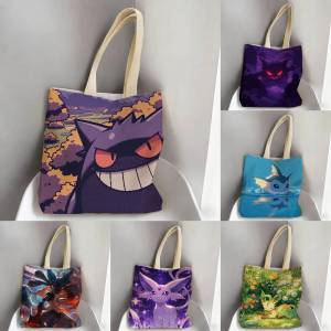 Bandai | Pokemon Treecko Storage Bags Tote Bag Travel Summer Beach Shoulder Bag Reusable Grocery Shopping Bag Anime Artwork