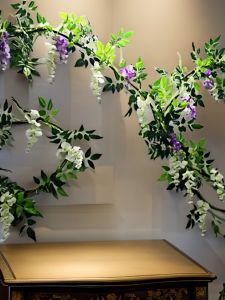Artificial Wisteria Branch Decorative Flowers Wedding Decoration Violet Vine Privacy Cover for Air Conditioner Pipe