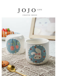 Ceramic Hand-Painted Coffee Cup JOJOS L.PD Meow Cute Little Animal Underglaze Color Water Cup Japanese Style Milk Cup