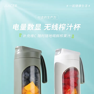 MLADEN 450ML Portable Fruit Juicer 8 Blades 3 Gears USB Rechargeable Digital Display Mini Juicer Ice Crusher
