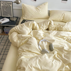 Cloud Sensation Double Layered Cotton Bedding Set Creamy Single Dormitory Student Bedding Cover Three Piece Four Piece Set