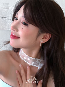 Sweet Tassel Butterfly Knot Long Silver Needle Earrings Womens Fashion Jewelry Elegant Design Fresh out New 2025 Model