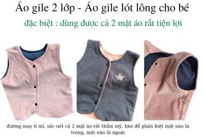 Áo gile 2 lớp cho bé áo gile lót lông dùng được cả hai mặt tiện lợi