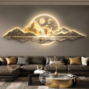RUIBAHAO | Luxury Sunrise Gold Mountain New Chinese-Style Living Room Decorative Wall Art