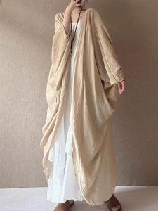 High-End ศิลปะ Zen ผีเสื้อผ้าฝ้ายผ้าลินินเสื้อสเวตเตอร์ถักผู้หญิงยาวกลางความยาวแขนยาว V คอด้านบนสําหรับวันเกิด party